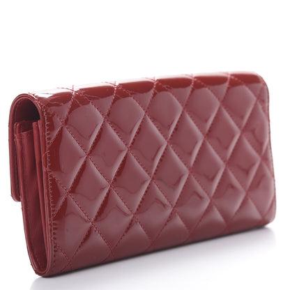 Chanel Patent Quilted Large Flap Wallet Rouge Fonce 3 of 11