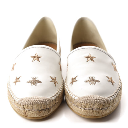 Gucci Calfskin Bee Star Embroidered Espadrilles 38 White 2 of 10