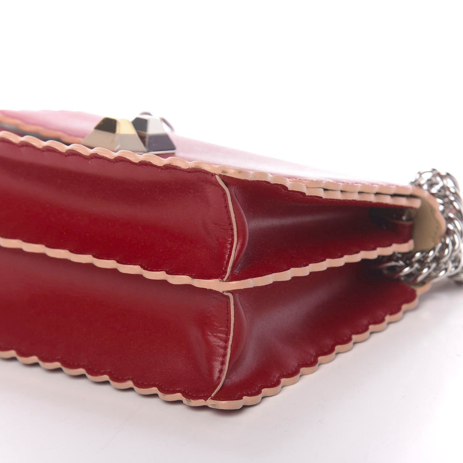 Fendi Vitello Liberty Scalloped Studded Small Kan I Shoulder Bag Fragola 9 of 10