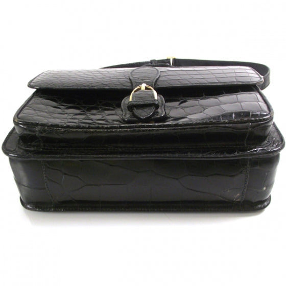 Vintage Crocodile Shoulder Bag Black