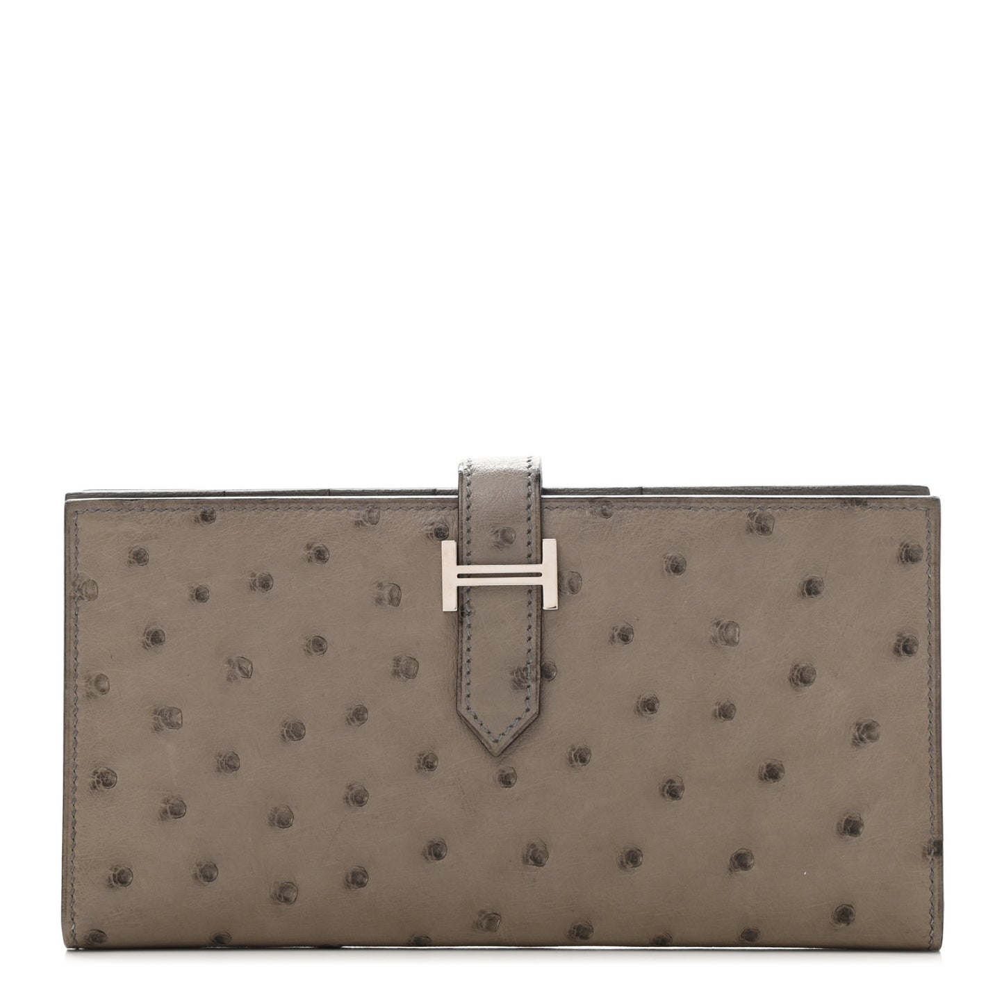 Ostrich Bearn Gusset Wallet Gris Tourterelle