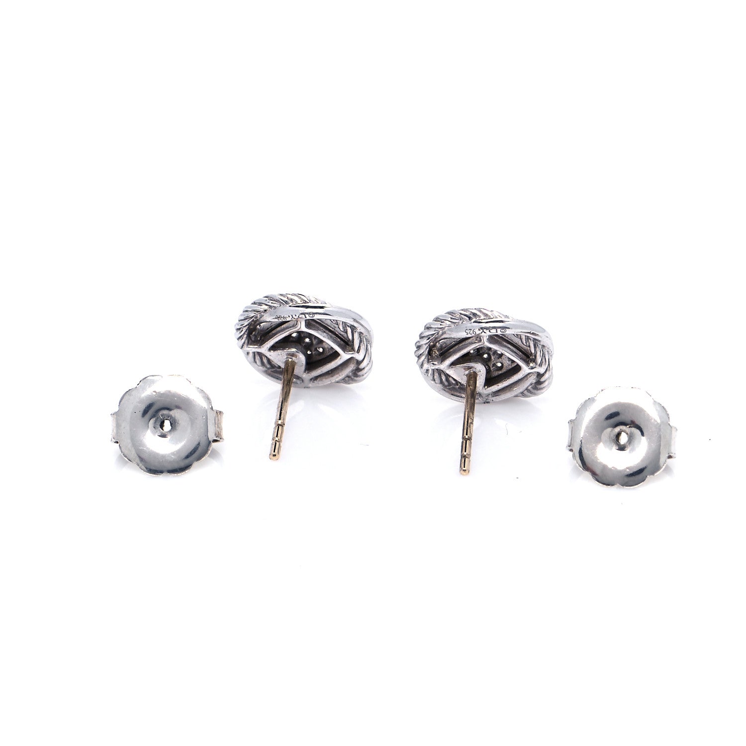 David Yurman Sterling Silver Diamond 13mm Infinity Earrings 4 of 6