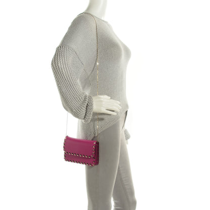 Valentino Garavani Vitello Rockstud Chain Flap Crossbody Bag Fuxia 2 of 8