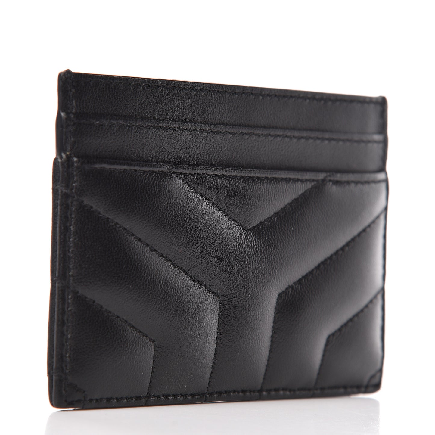 Calfskin Y Quilted Monogram LouLou Credit Card Case Black
