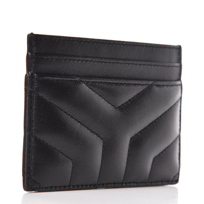 Saint Laurent Calfskin Y Quilted Monogram LouLou Credit Card Case Black 3 of 8