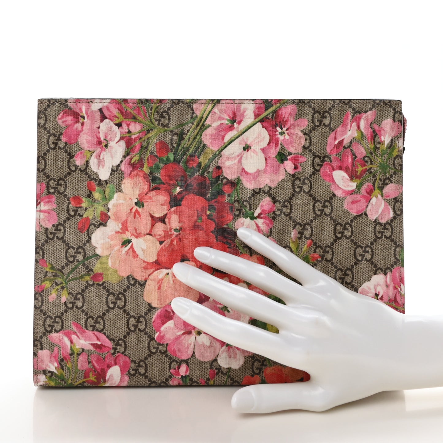 GG Supreme Monogram Blooms Large Cosmetic Case Beige Multicolor Dry Rose