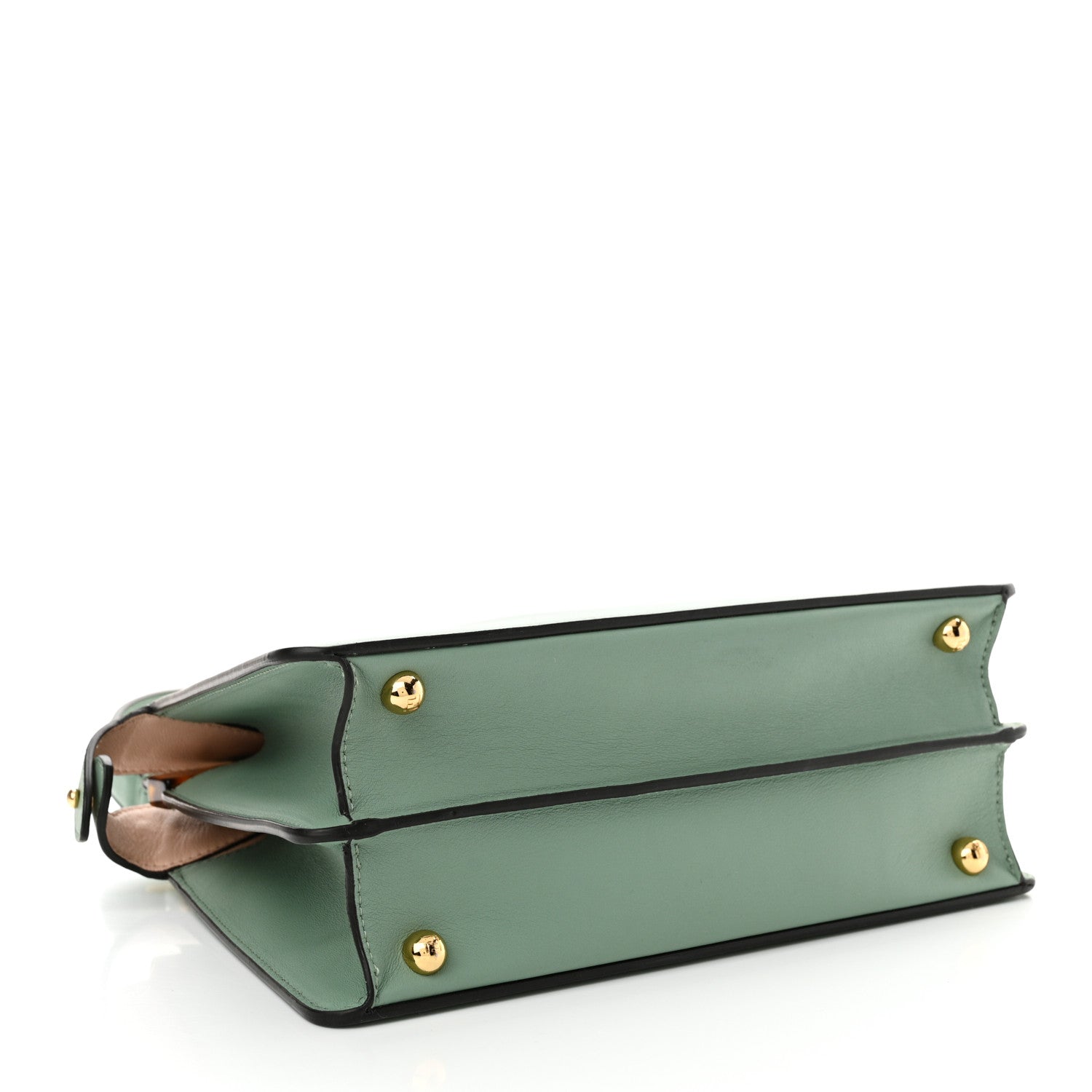 Fendi Vitello Seta Shiny Nappa Plexiglass Small Peekaboo I SEE U Satchel Menta Light Rose 4 of 11