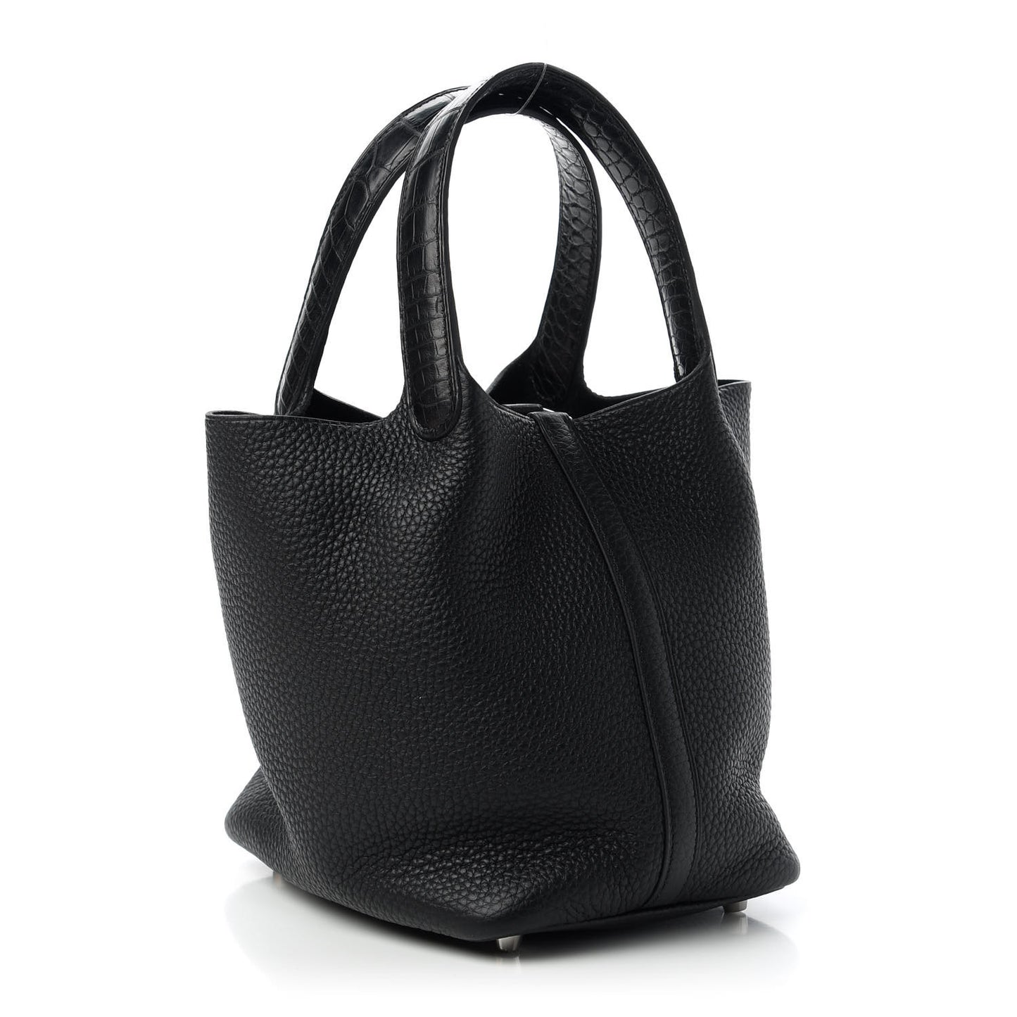Taurillon Clemence Matte Alligator Picotin Lock Touch 18 PM Black