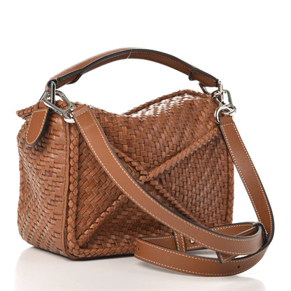 Loewe Calfskin Woven Small Puzzle Bag Tan 3 of 9