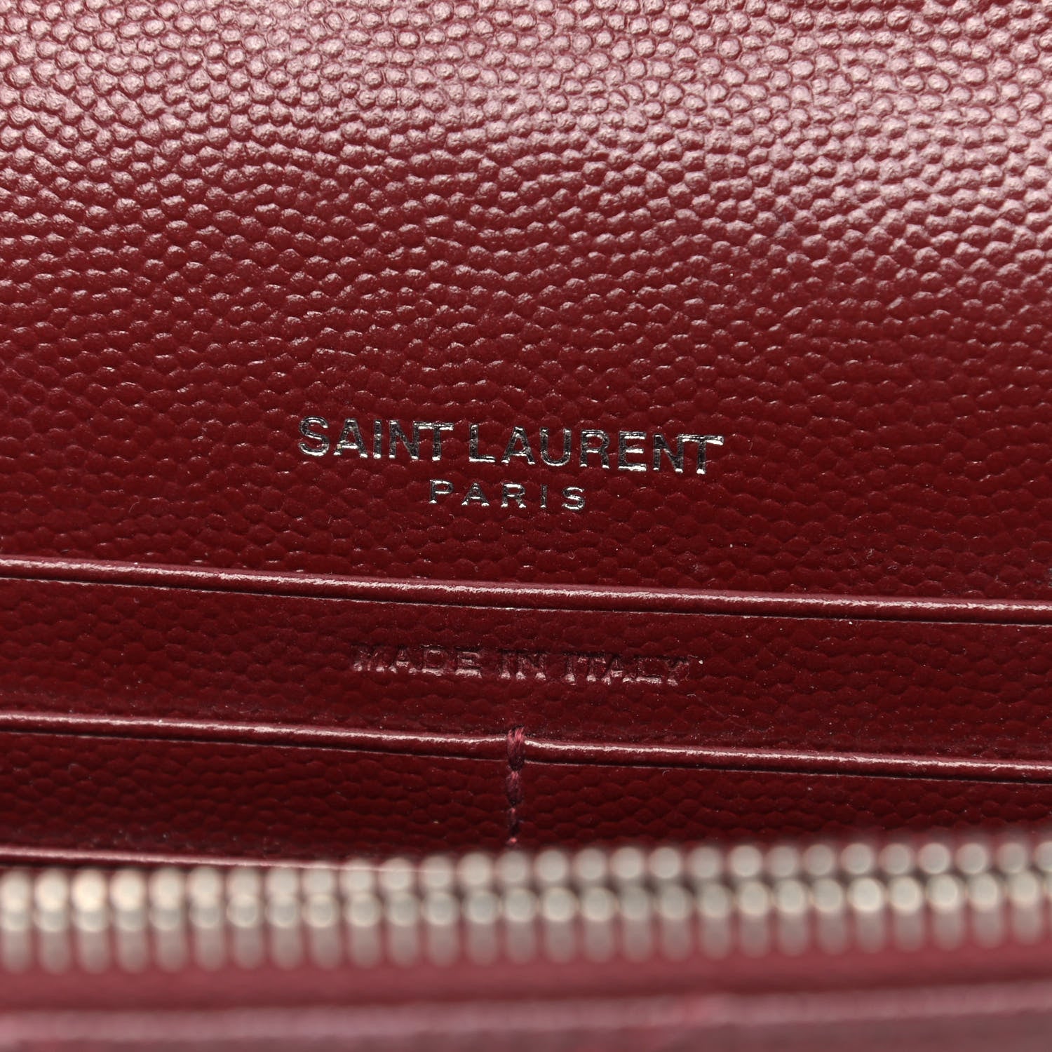 Saint Laurent Grain De Poudre Matelasse Chevron Monogram Envelope Chain Wallet Palissandre 5 of 7