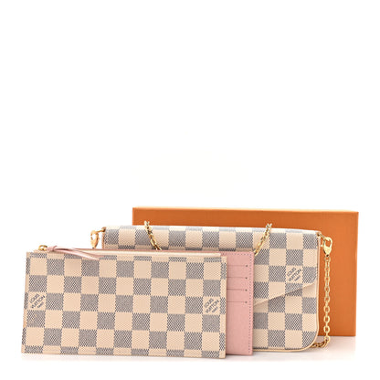 Louis Vuitton Damier Azur Pochette Felicie Chain Wallet Rose Ballerine 11 of 11
