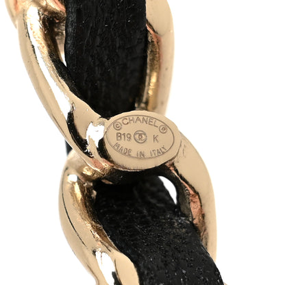 Chanel Lambskin Pearl CC Chain Hoop Earrings Gold Black 4 of 4