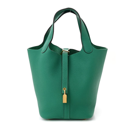 Hermes Taurillon Maurice Picotin Lock 18 PM Vert Jade 1 of 11