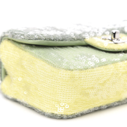 Chanel Sequin Mini Waterfall Flap Green Light Green Yellow 8 of 11