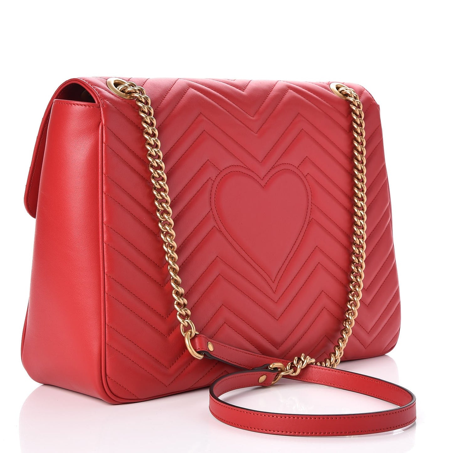 Calfskin Matelasse Large GG Marmont Shoulder Bag Hibiscus Red