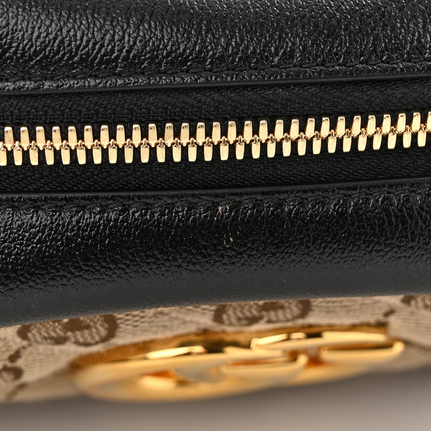 Gucci Monogram Matelasse Diagonal Small GG Marmont Chain Shoulder Bag Beige Black 12 of 13