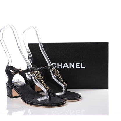 Chanel Lambskin Chain CC Logo Thong Sandals 36 Black 8 of 8