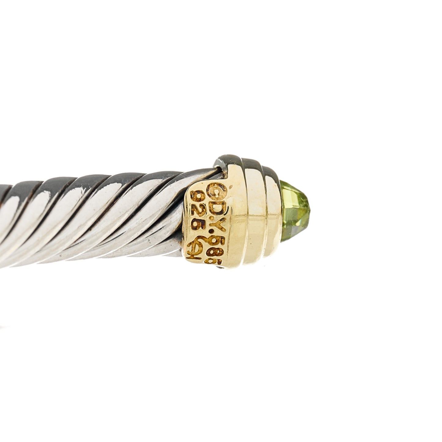 Sterling Silver 14K Yellow Gold Peridot 5mm Cable Classics Petite Color Bracelet