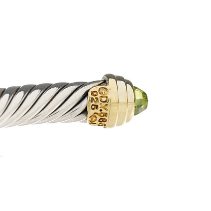 David Yurman Sterling Silver 14K Yellow Gold Peridot 5mm Cable Classics Petite Color Bracelet 4 of 4