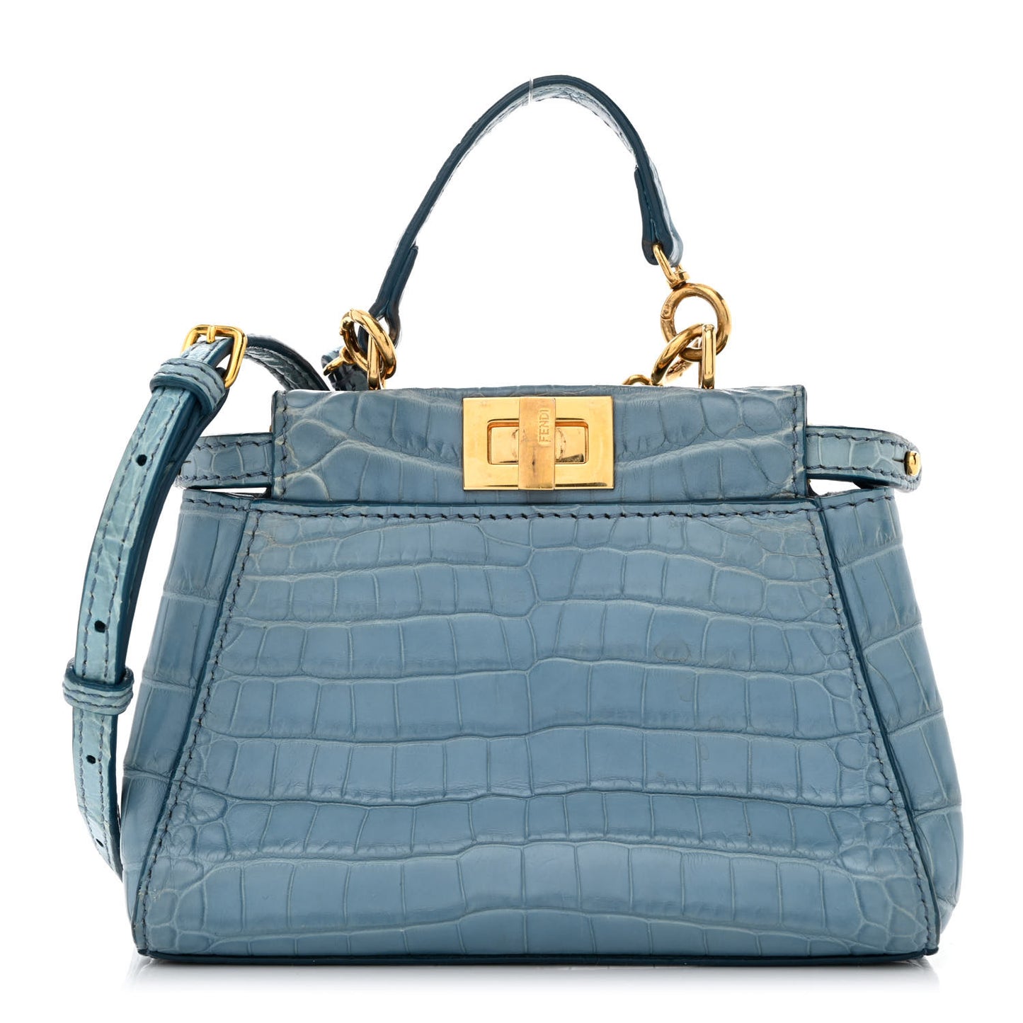 Shiny Crocodile Shiny Nappa Micro Peekaboo Iconic Satchel Blue