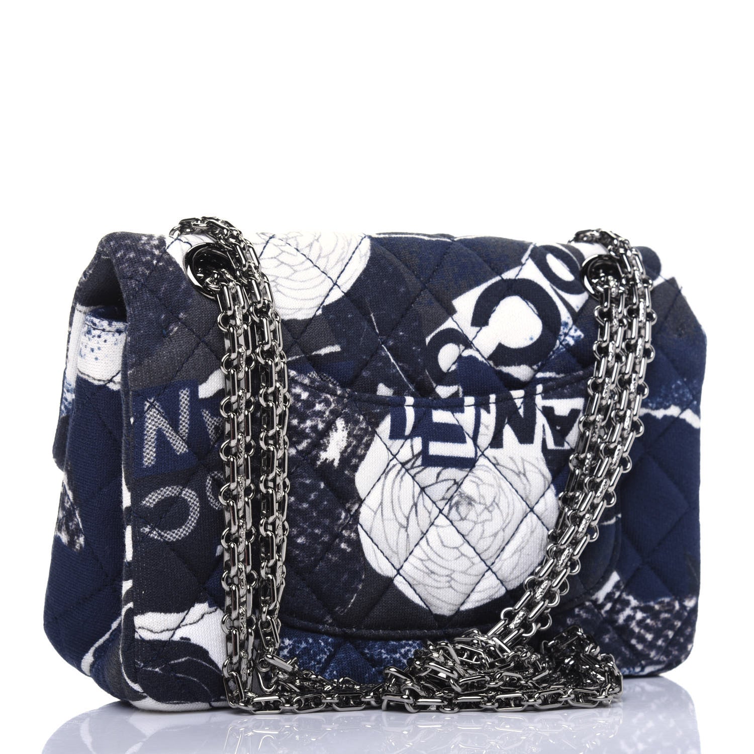 Chanel Jersey Quilted Camellia 2.55 Reissue Mini Flap Black White 3 of 15