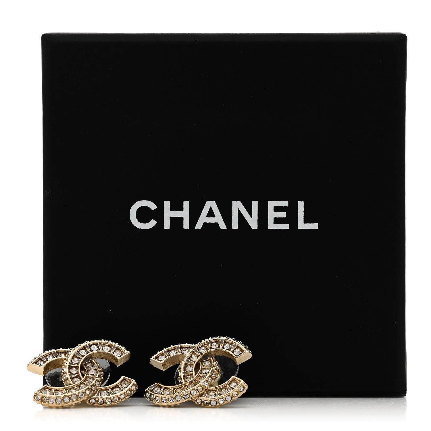 Chanel Crystal CC Earrings Light Gold 5 of 5