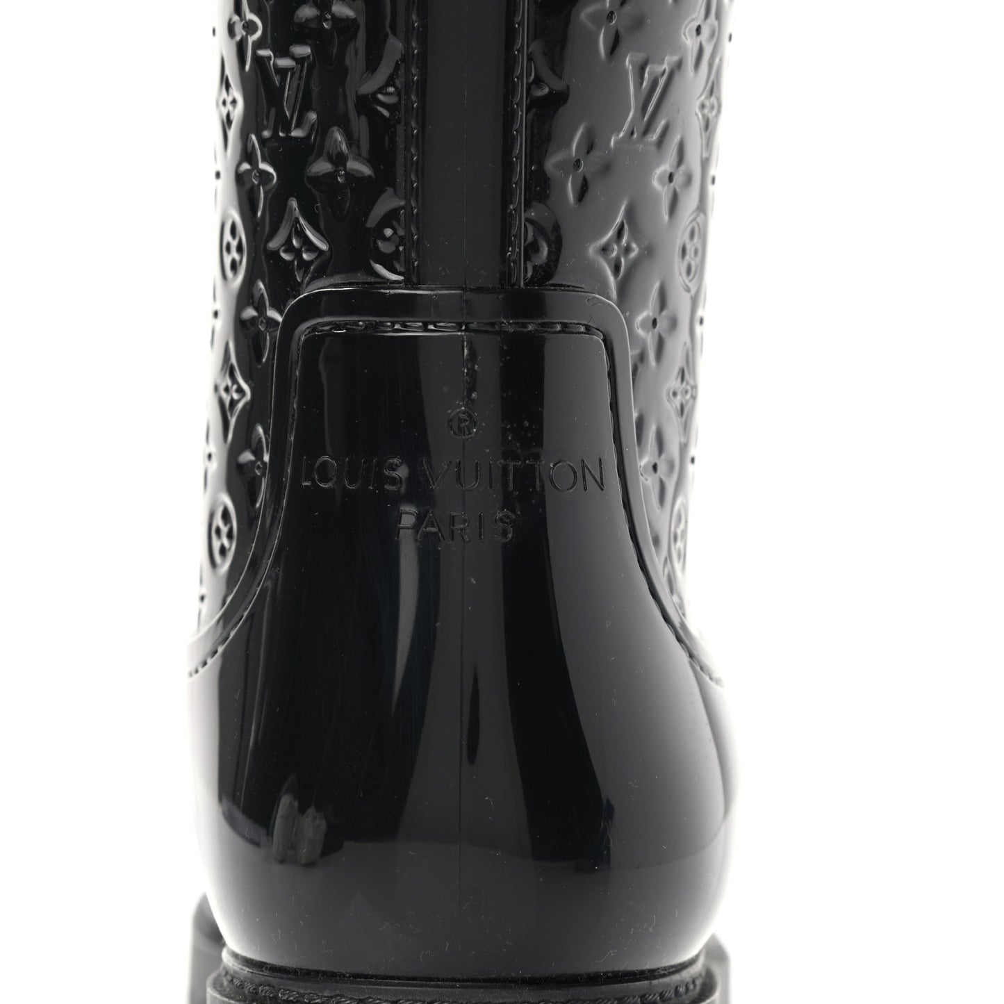 Rubber Embossed Monogram Splash Rain Boots 41 Black