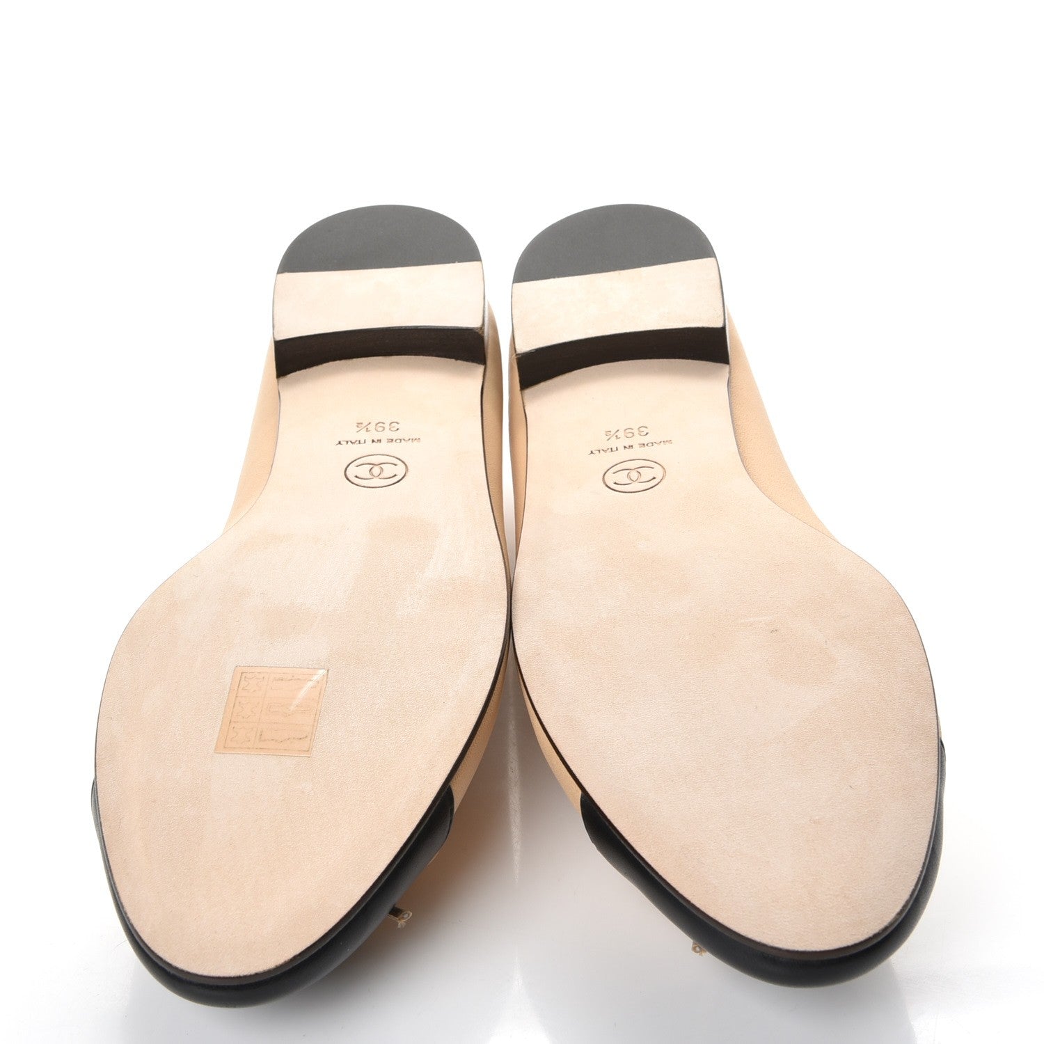 Chanel Lambskin Cap Toe Ballerina Flats 39.5 Beige Black 5 of 11