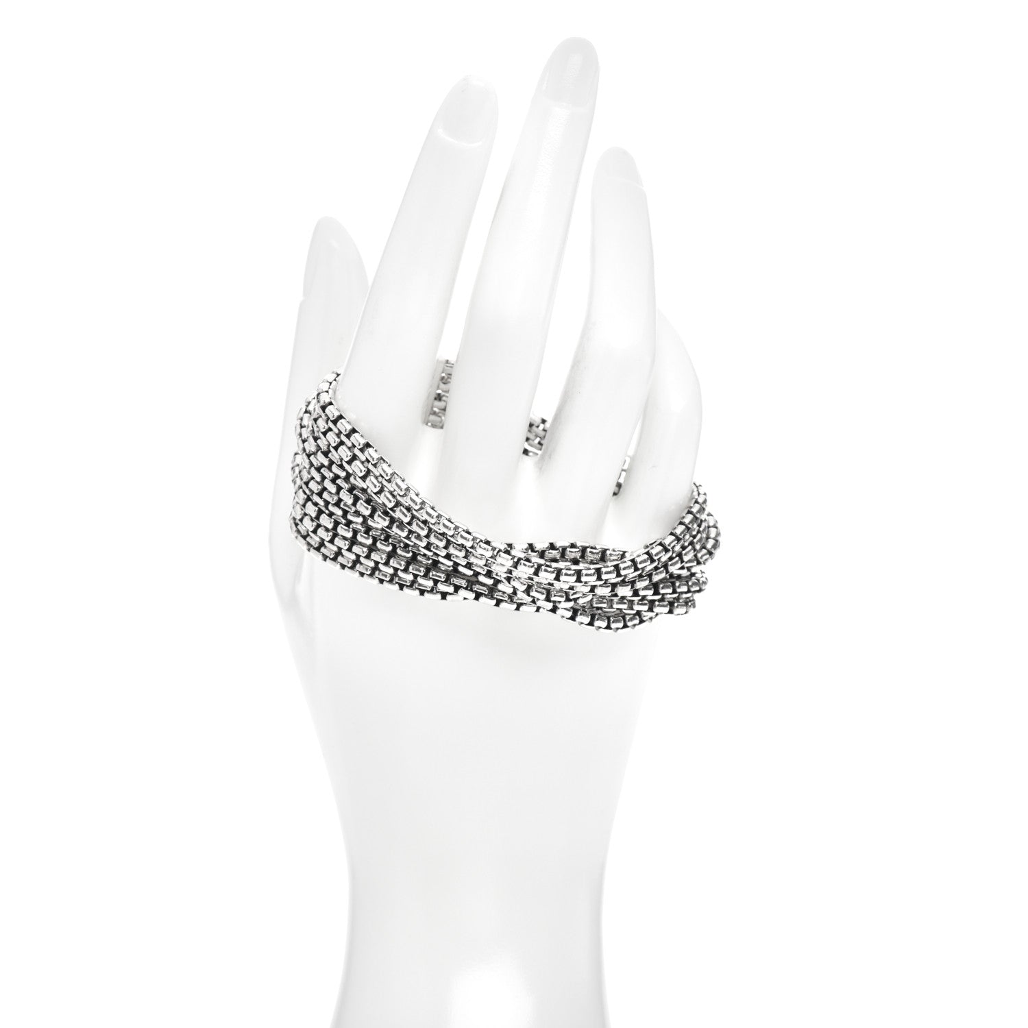 David Yurman Sterling Silver Eight-Row Box Chain Bracelet 2 of 5