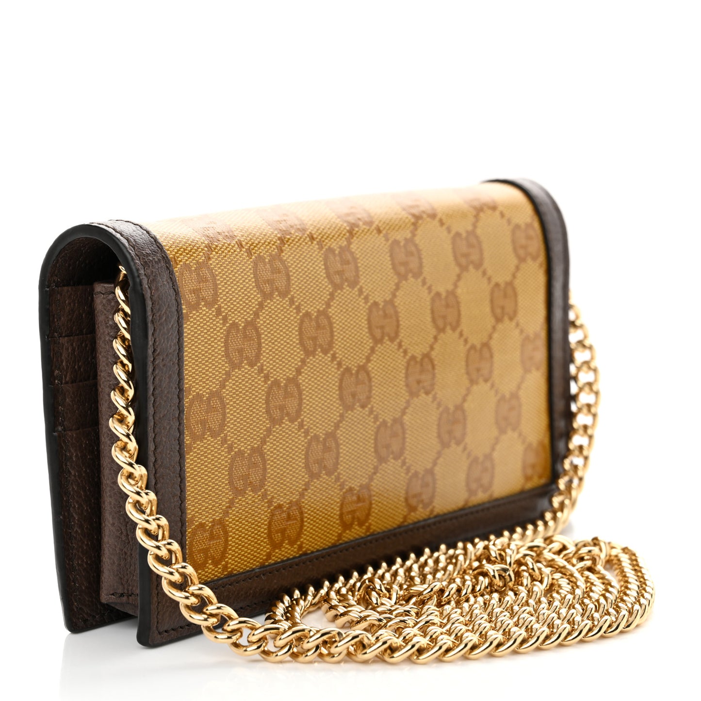 X ADIDAS Monogram Trefoil Embossed Wallet On Chain Brown