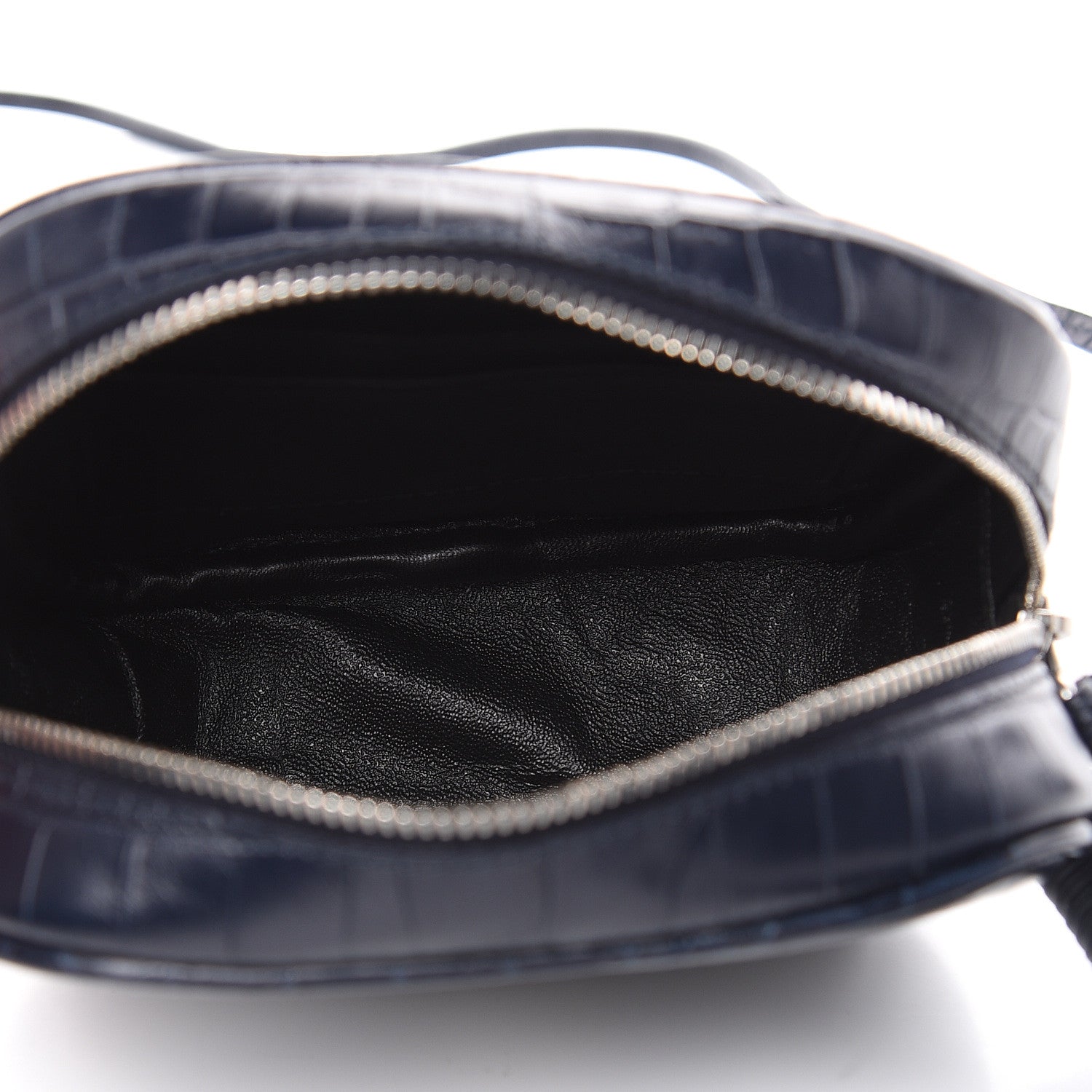 Saint Laurent Calfskin Crocodile Embossed Monogram Blogger Bag Medium Blue 5 of 8