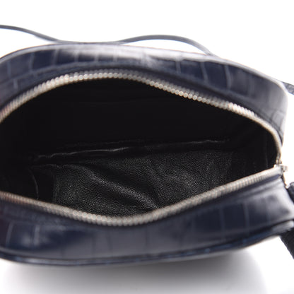 Saint Laurent Calfskin Crocodile Embossed Monogram Blogger Bag Medium Blue 5 of 8