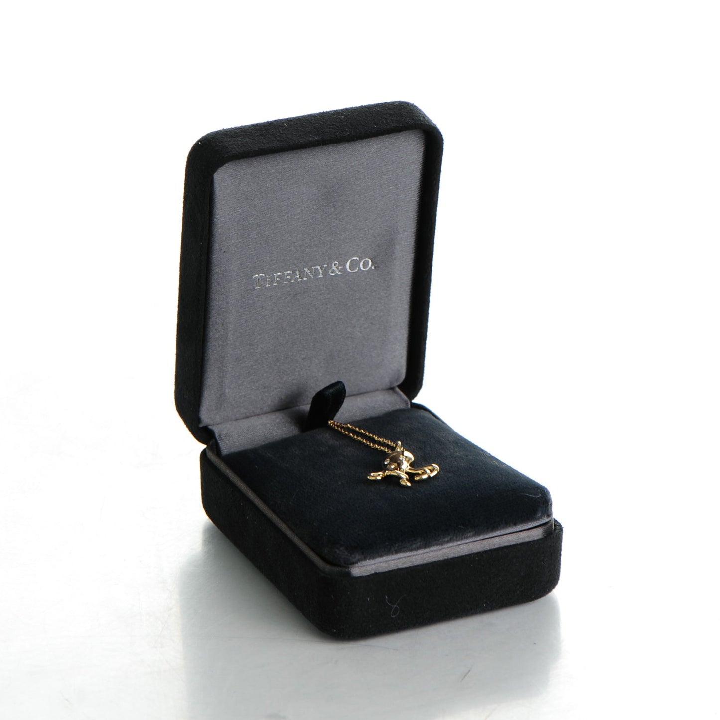 18K Yellow Gold Diamond Octopus Charm Pendant Necklace
