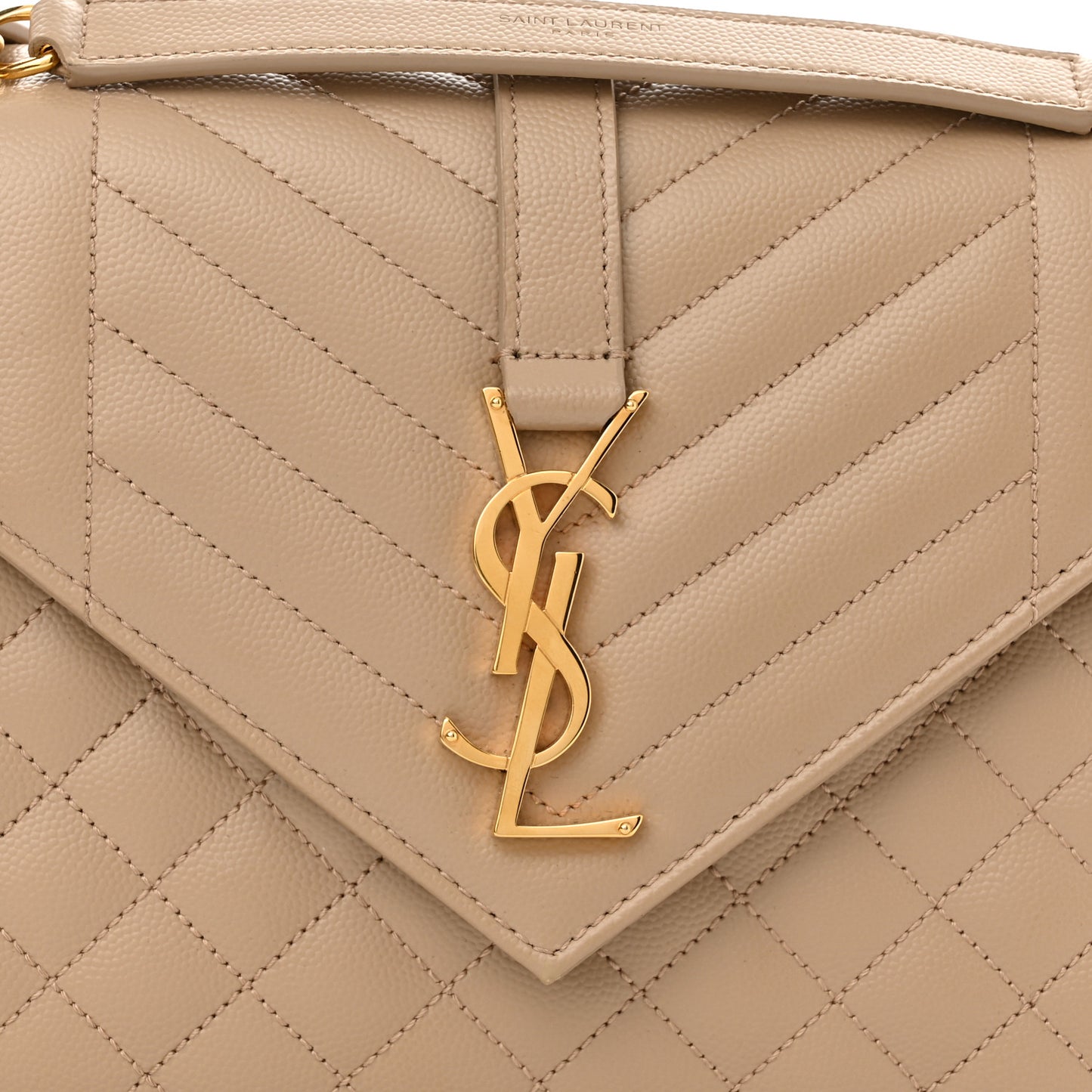 Grain De Poudre Textured Mixed Matelasse Medium Triquilt Monogram Satchel Dark Beige