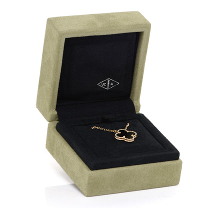 Van Cleef & Arpels 18K Yellow Gold Black Onyx Vintage Alhambra Pendant Necklace 6 of 6