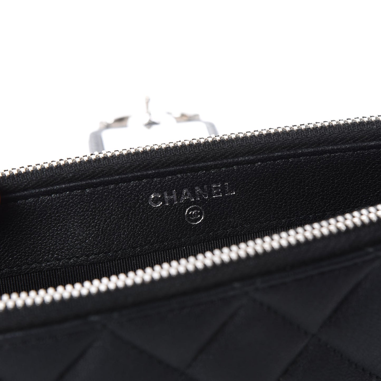 Lambskin Quilted CC Box Clutch With Chain Black