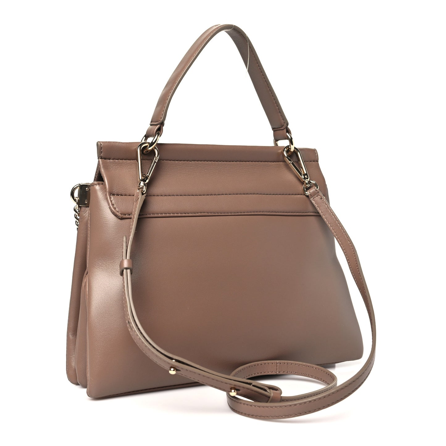 Calfskin Medium Faye Top Handle Bag Desert Taupe