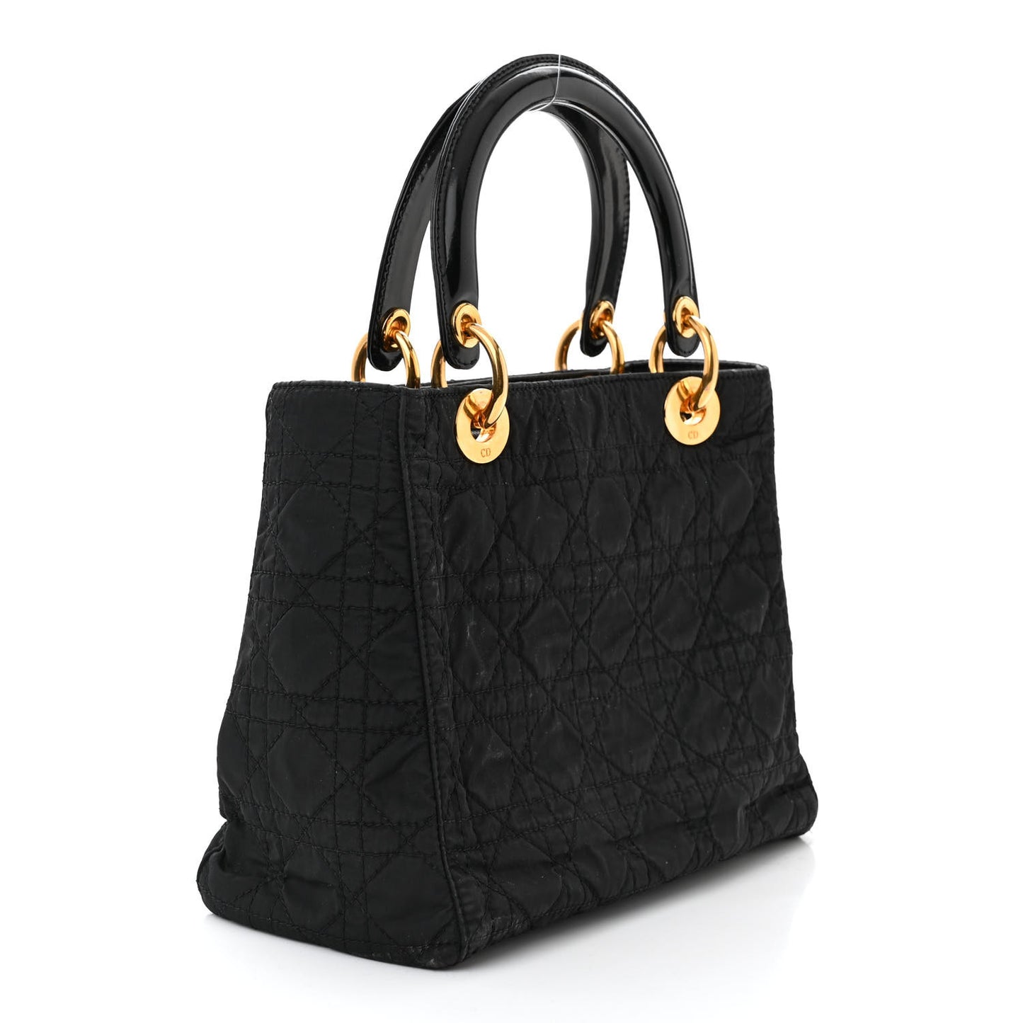 Nylon Cannage Medium Lady Dior Black