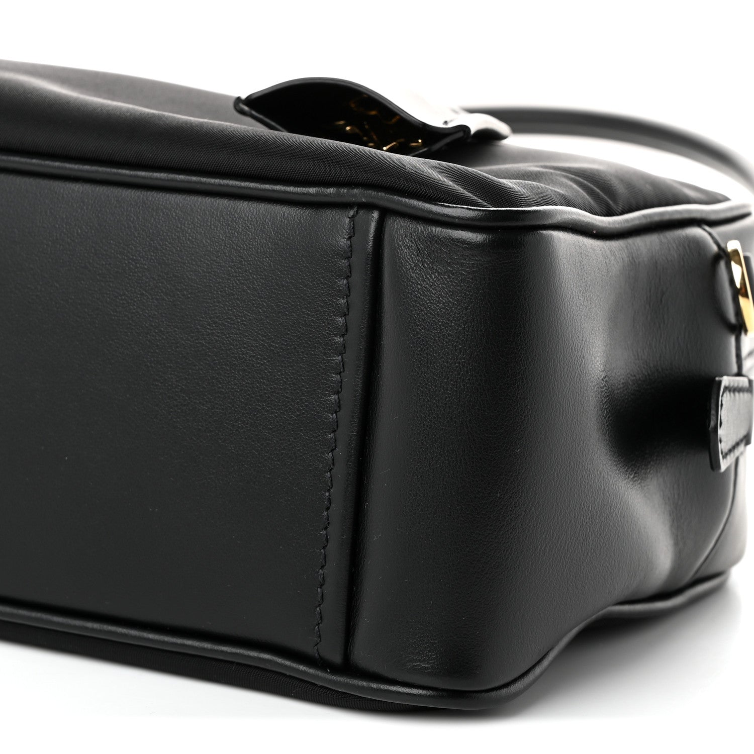 Prada Re-Nylon Vitello Small Top Handle Padlock Bag Black 9 of 9