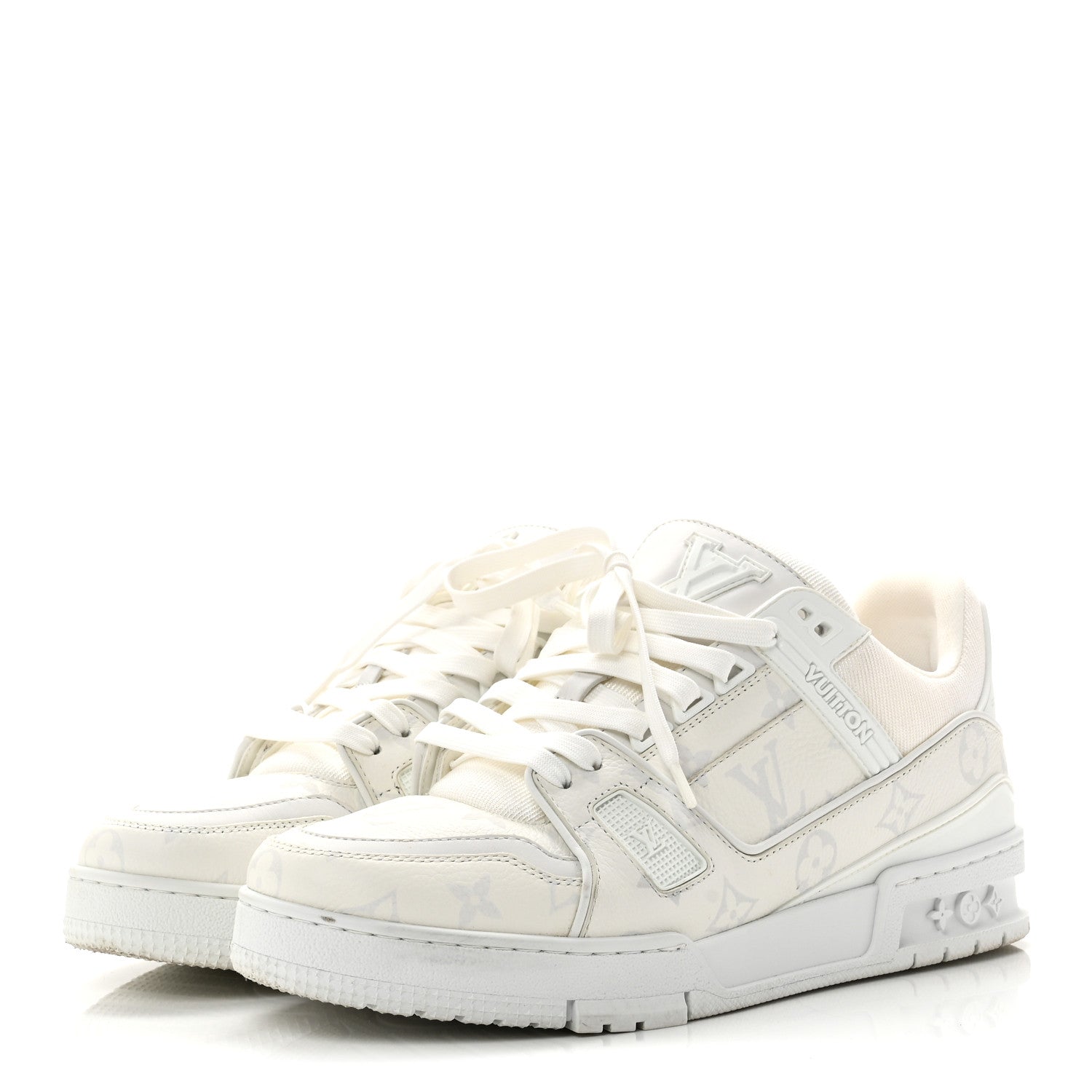 Louis Vuitton Calfskin Monogram Mens LV Trainer Sneakers 7.5 White 4 of 10