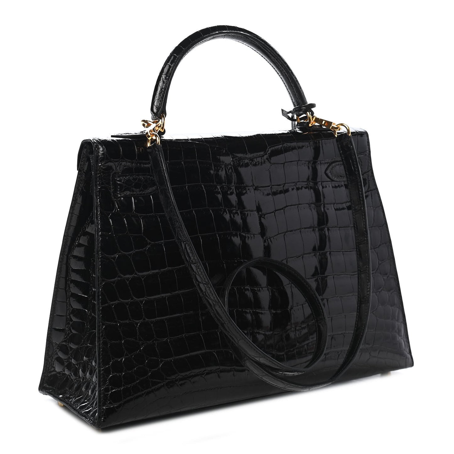 Shiny Niloticus Crocodile Kelly Sellier 32 Black