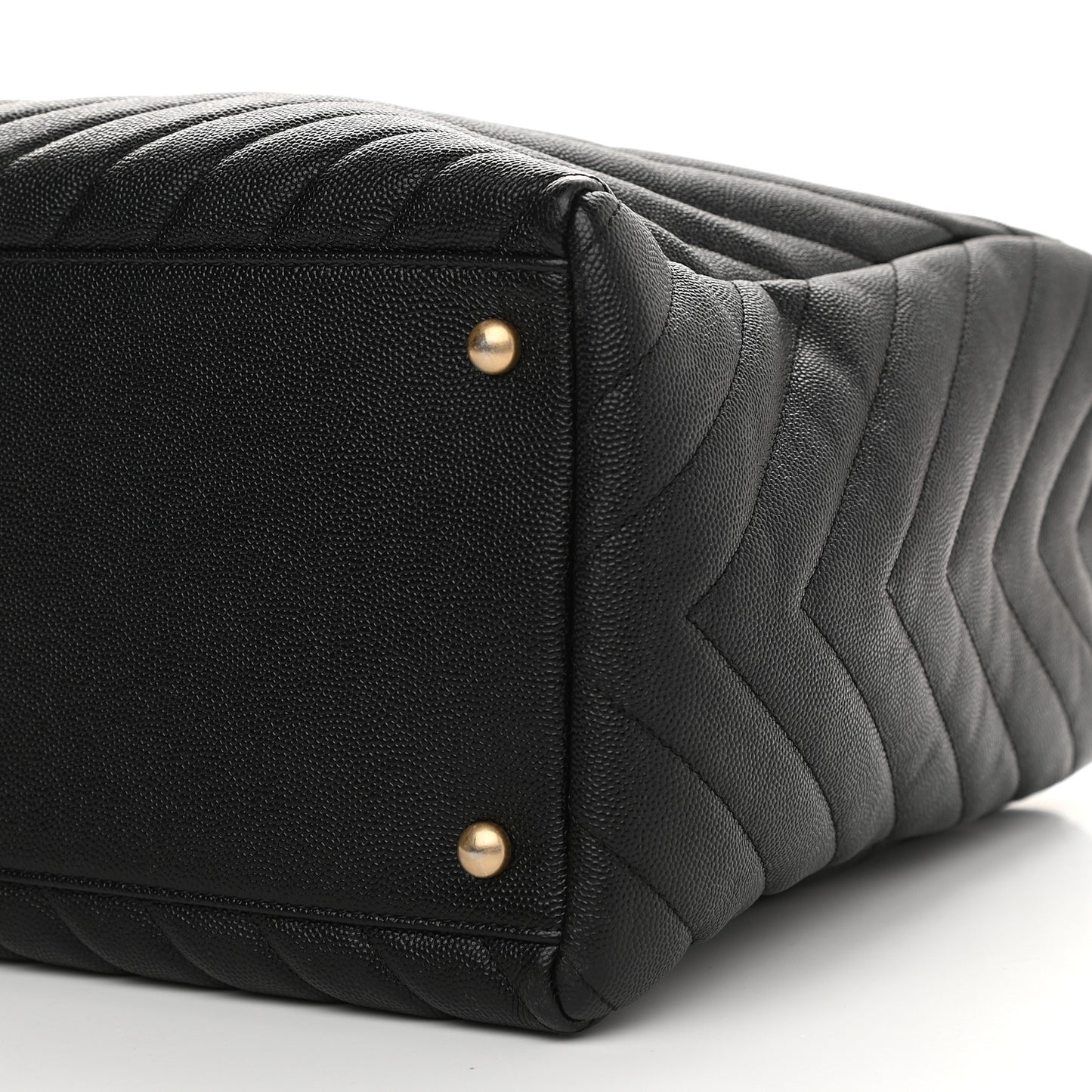 Caviar Chevron Quilted Coco Handle Shopping Tote Black