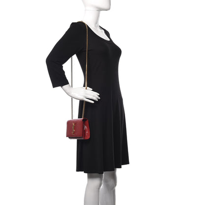 Saint Laurent Grain De Poudre Small Monogram Kate Satchel Red 2 of 14
