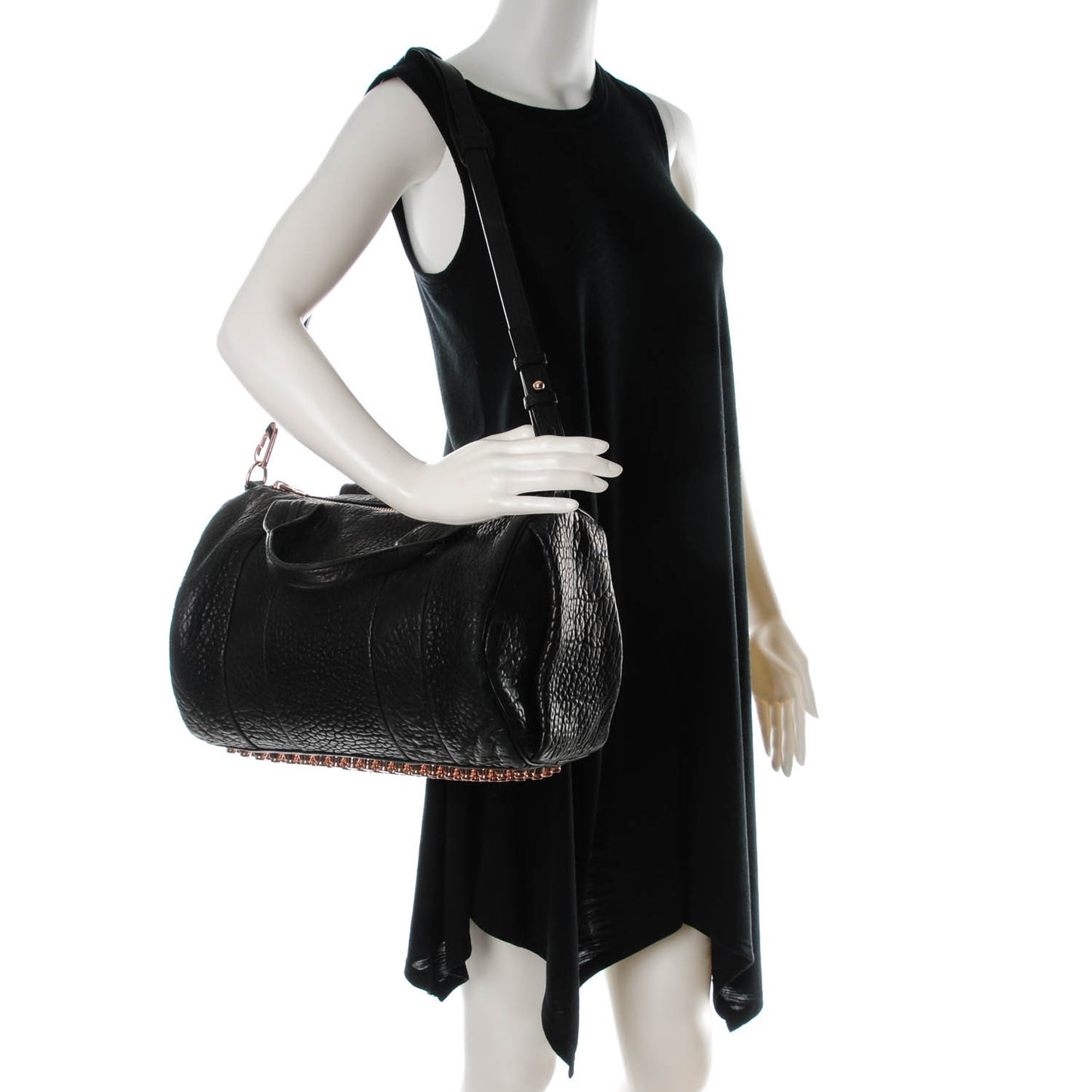Pebbled Lambskin Rocco Black Rose Gold Hardware