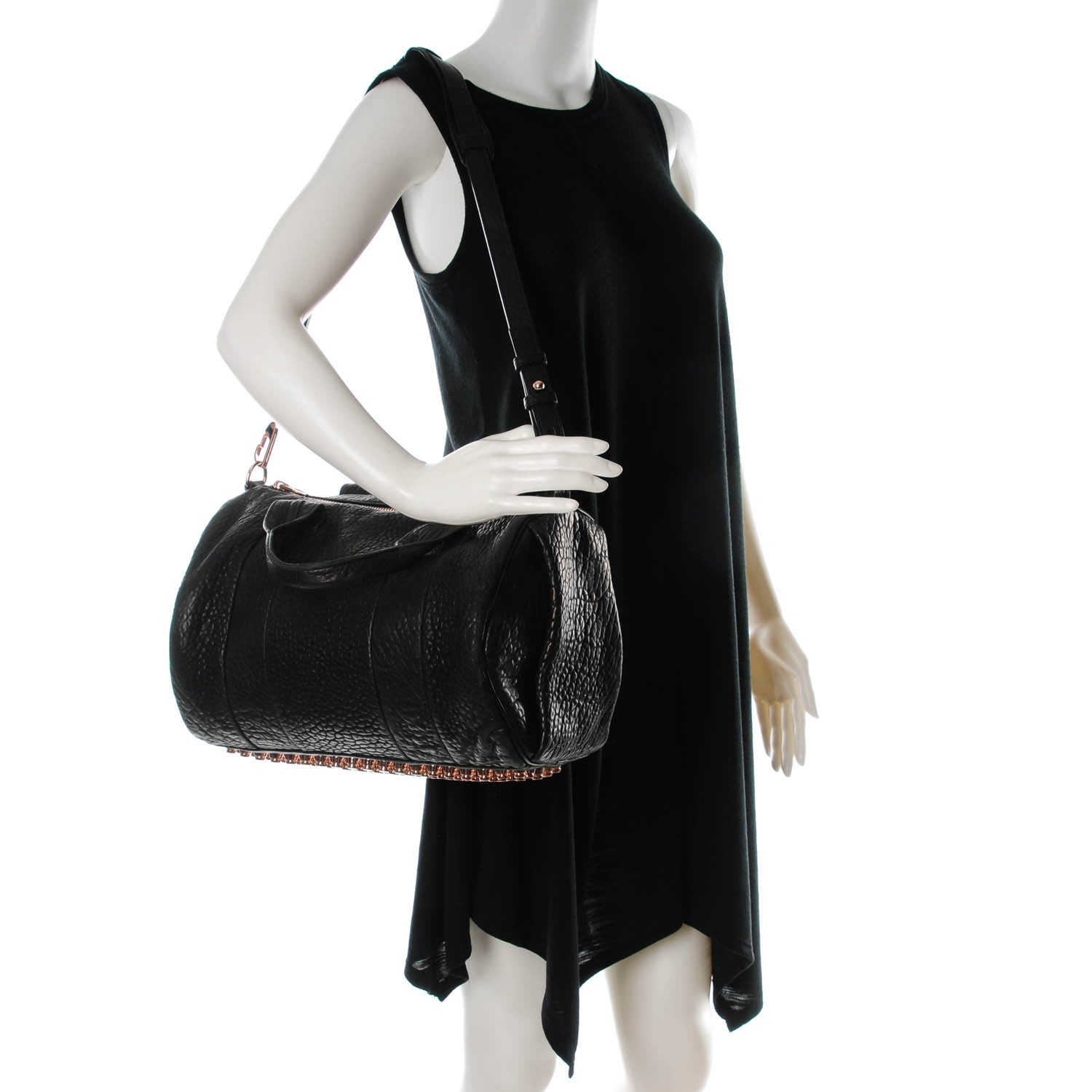 Alexander Wang Pebbled Lambskin Rocco Black Rose Gold Hardware 2 of 7