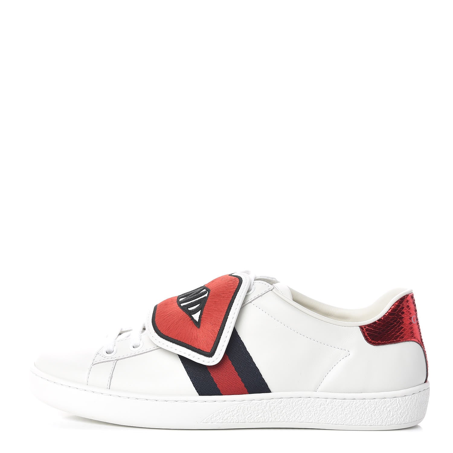 Gucci Calfskin Ayers Web Blind for Love Embroidered Womens Ace Sneakers 36.5 White 1 of 10