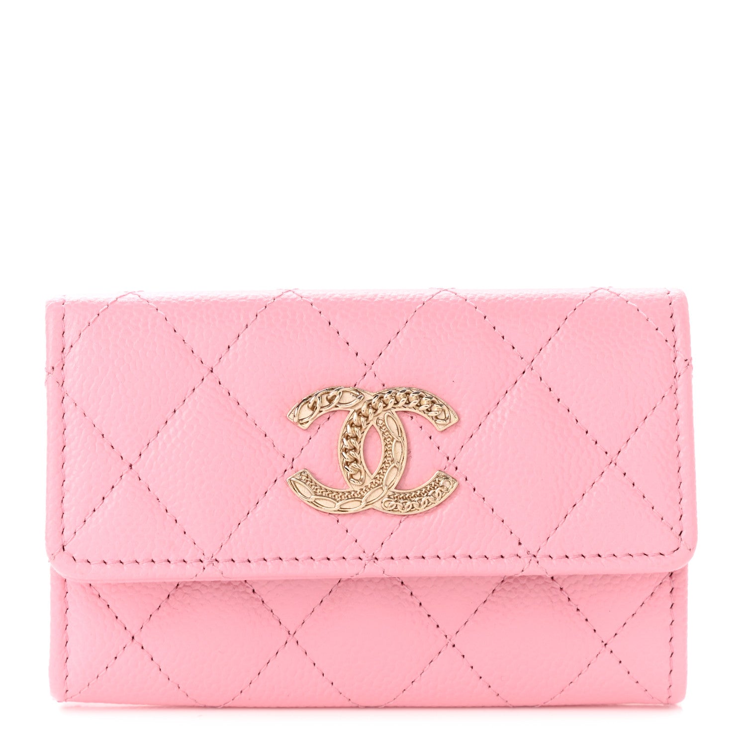 Chanel Caviar Quilted Multi Chain CC Flap Card Holder Pink 1 of 9
