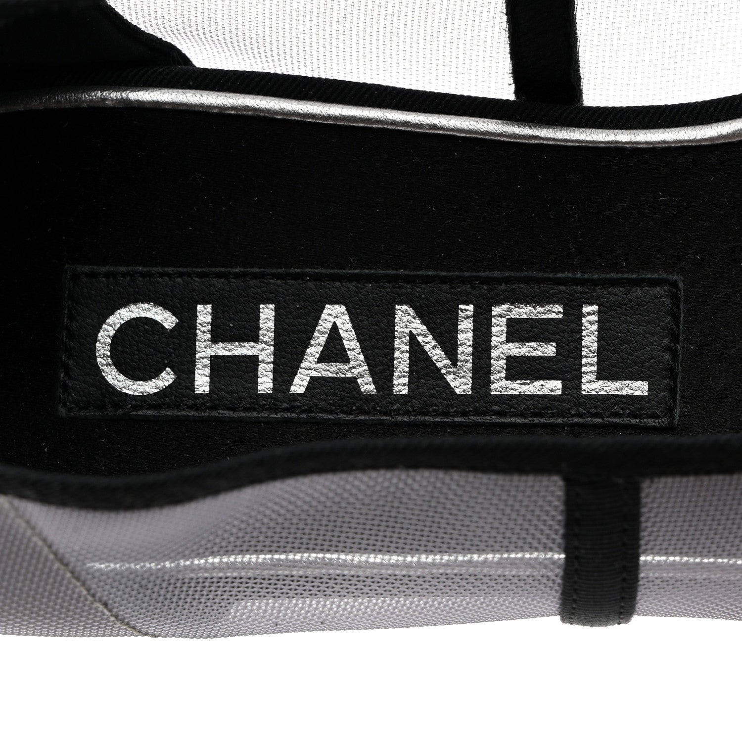 Chanel Mesh Grosgrain Camellia Mocassin Loafers 36 Grey Black 6 of 8