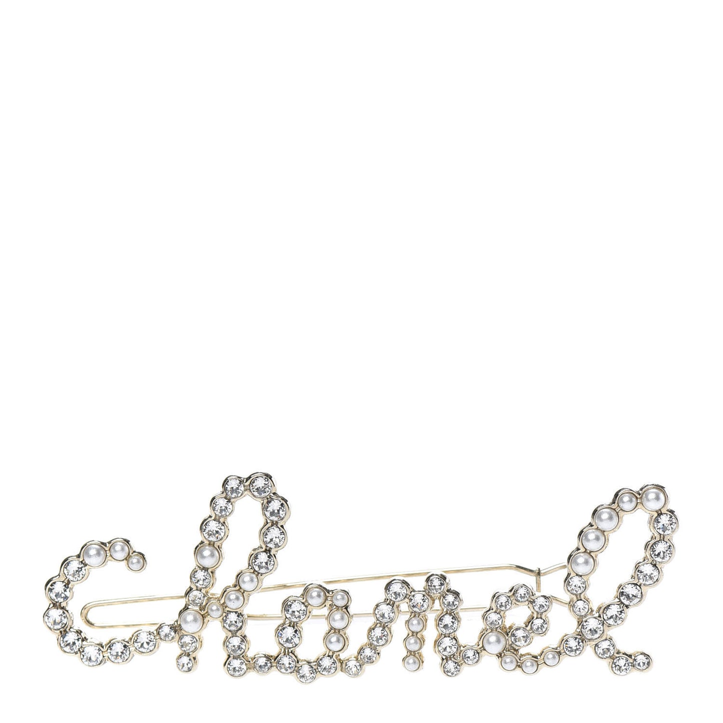 Metal Glass Swirling Pearls Hair Clip Gold