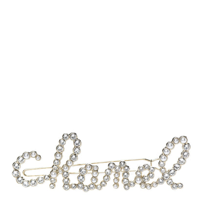 Chanel Metal Glass Swirling Pearls Hair Clip Gold 1 of 4